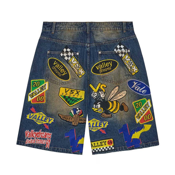Vale Forever Passport Denim Shorts Blue