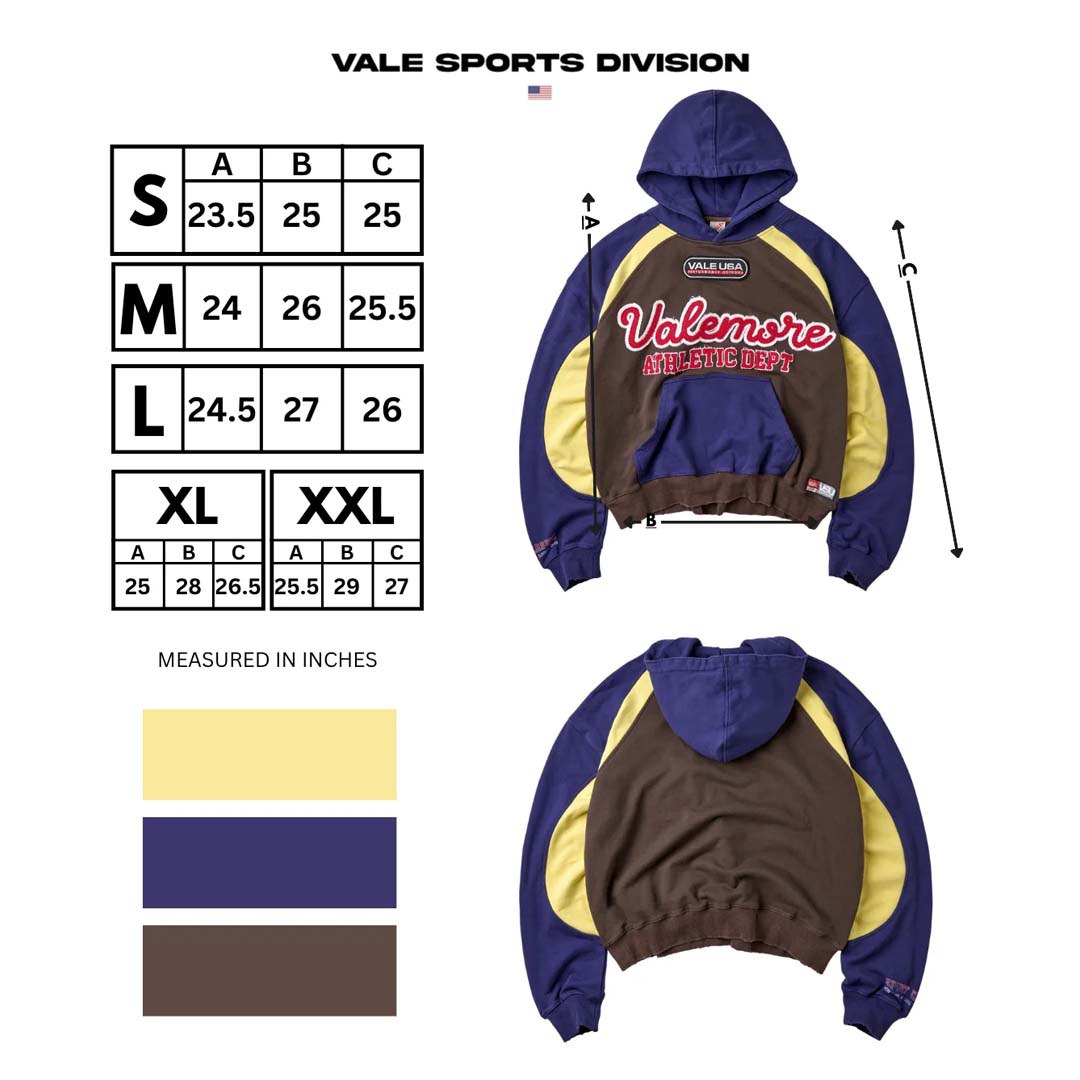 Vale Forever Smores Pullover Hoodie Navy Brown Yellow Red