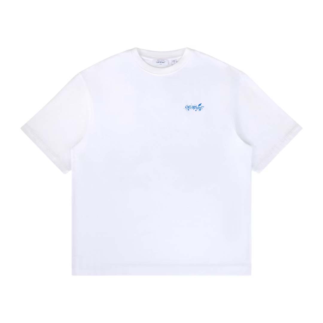 OFF-WHITE Paint Splatter Arrow Diag Skate Fit Tee White Blue