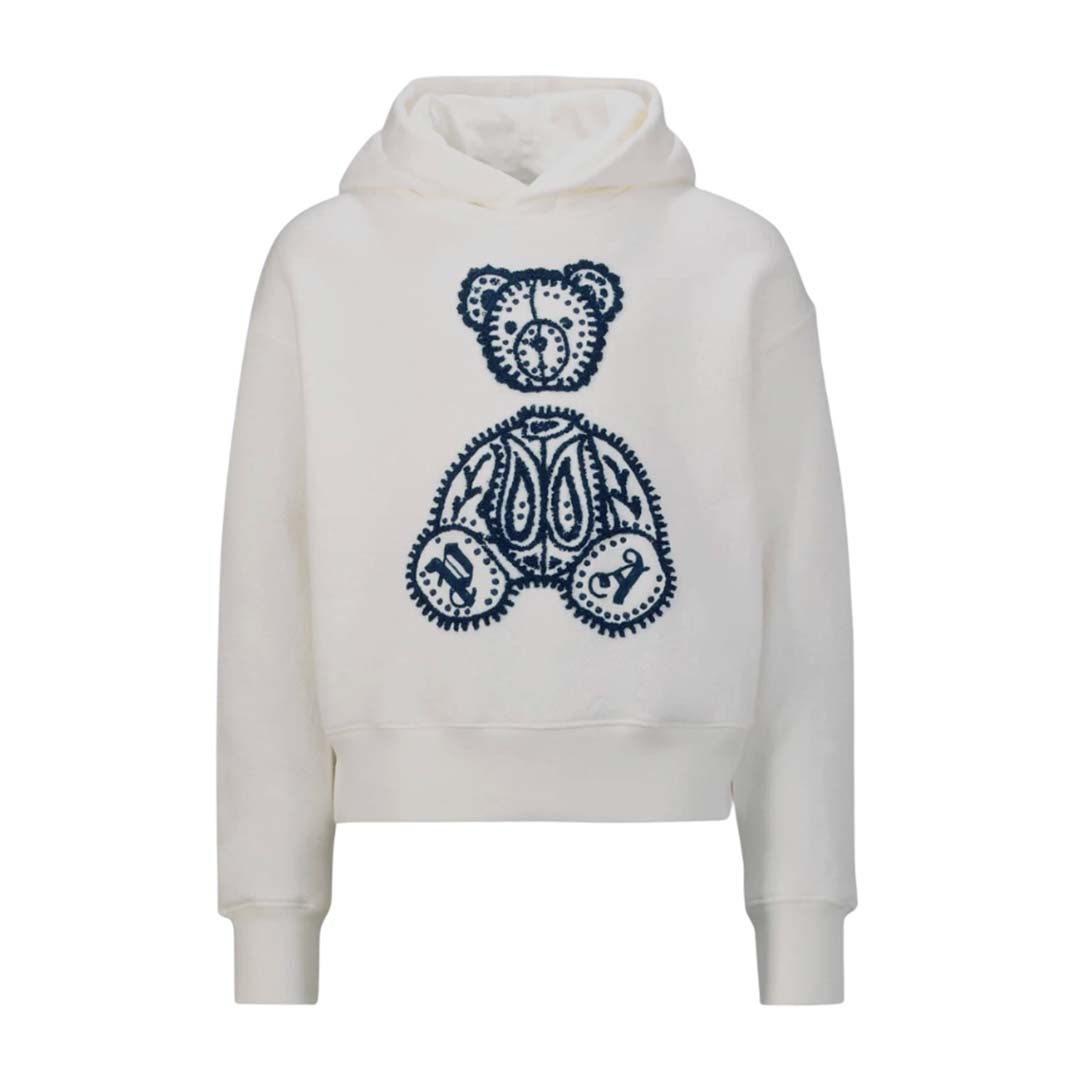 Palm Angels KIDS Paisley Teddy White Navy Blue Hoodie