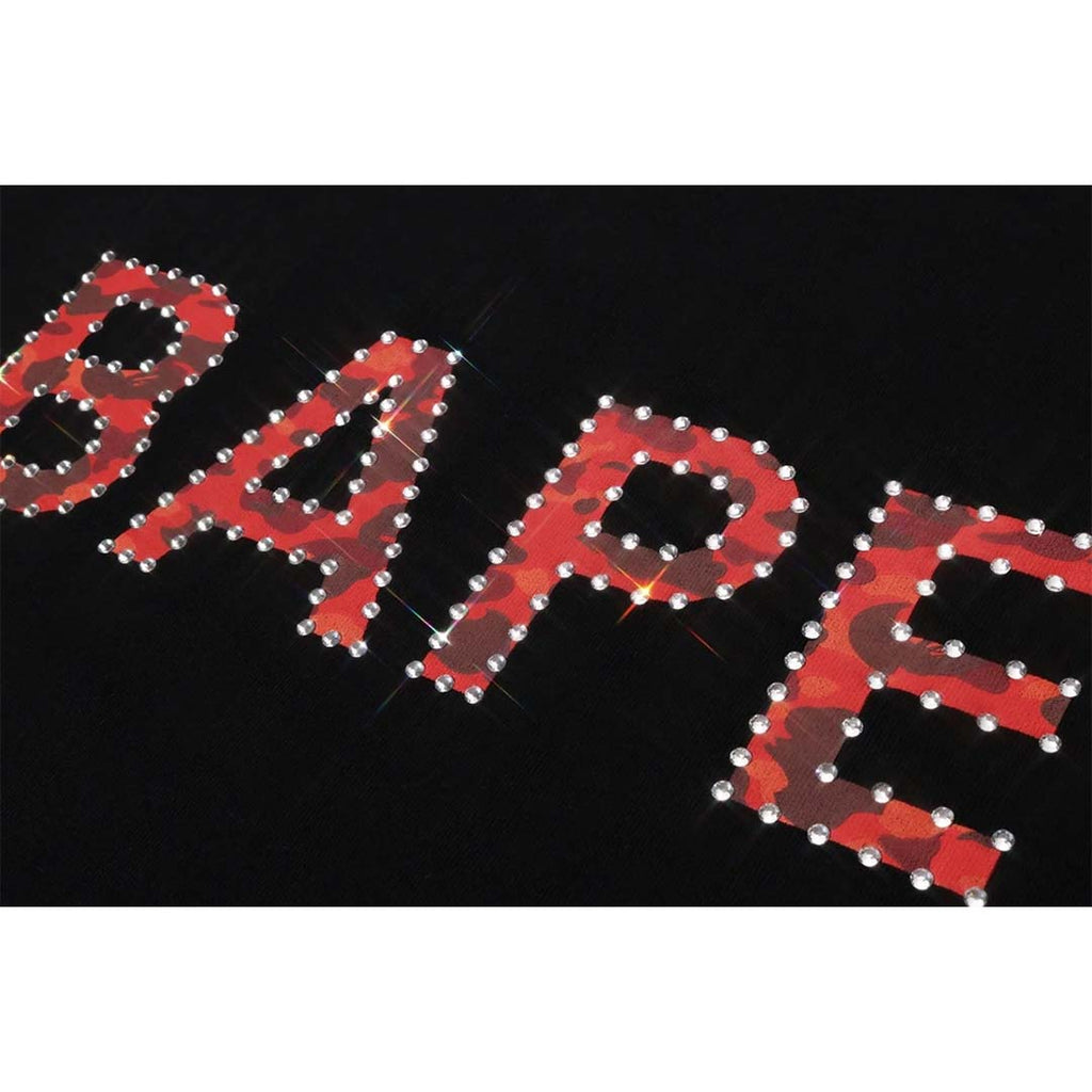 Bape Rhinestone Logo Tee Black Red