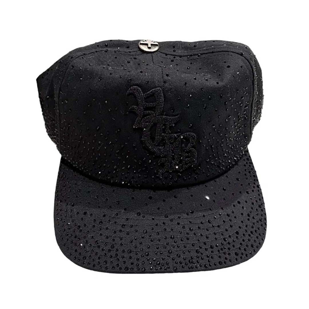 Vertabrae Obsidian Rhinestone Snapback Hat Black