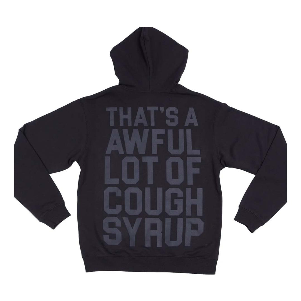 Awful Lot of Cough Syrup Black Tonal Spell Out Hoodie