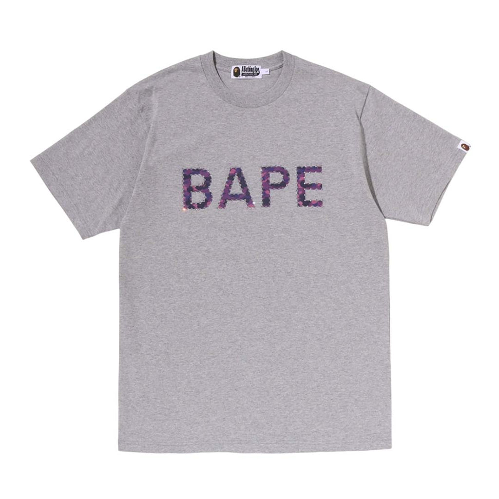 Bape Rhinestone Logo Tee Grey Purple