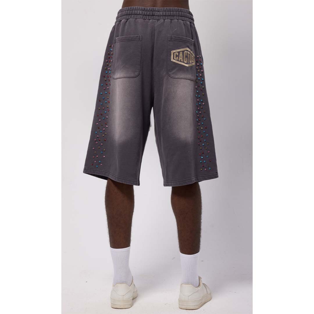 Cactus Valley Crystal Cactus Sweat Shorts Vintage Black