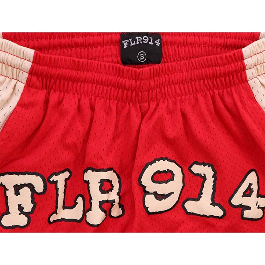 Floor 914 Uniform Mesh Shorts Red Cream