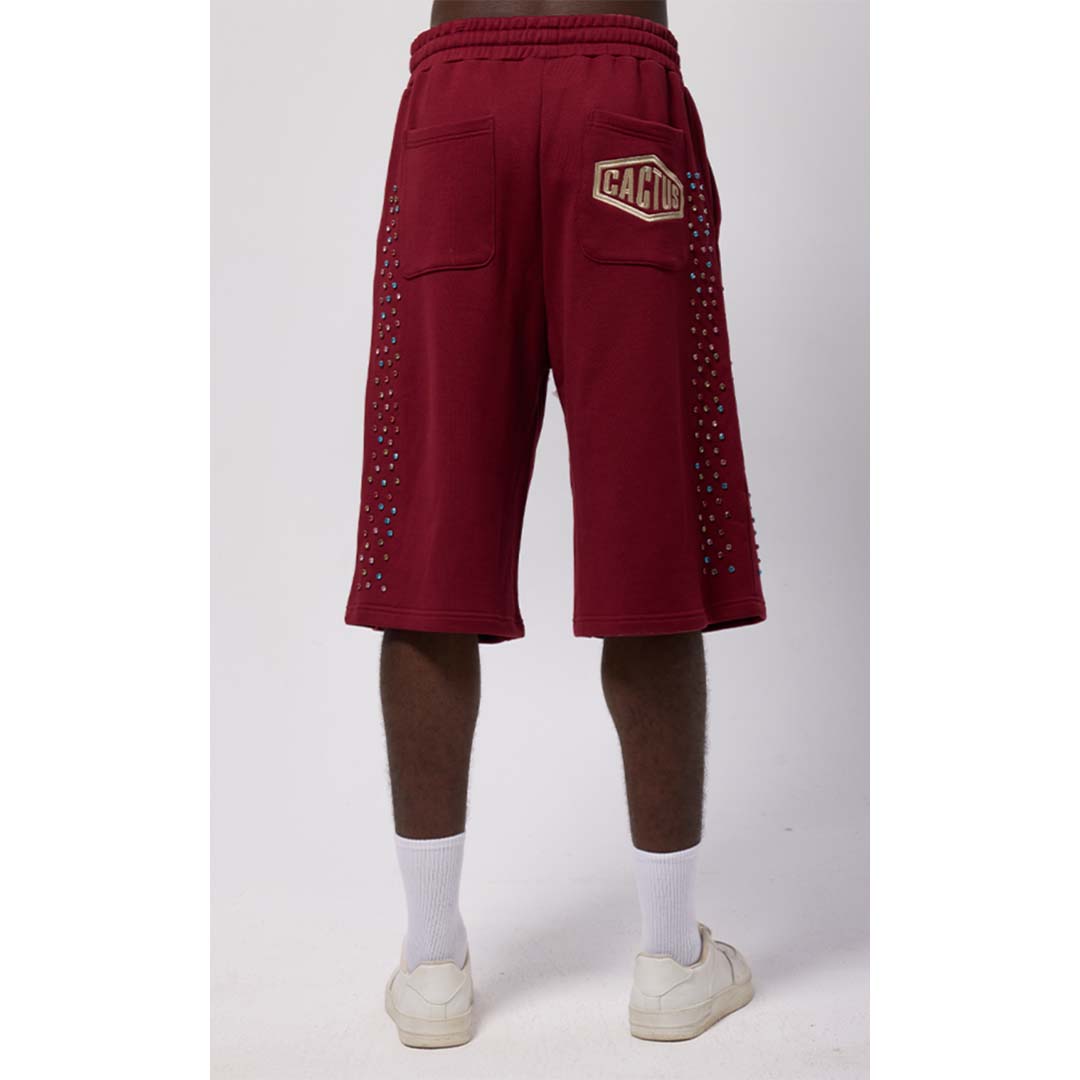 Cactus Valley Crystal Cactus Sweat Shorts Maroon