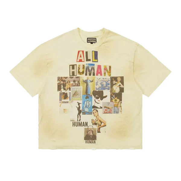 All Human Copy & Paste V2 Cream Wash Tee