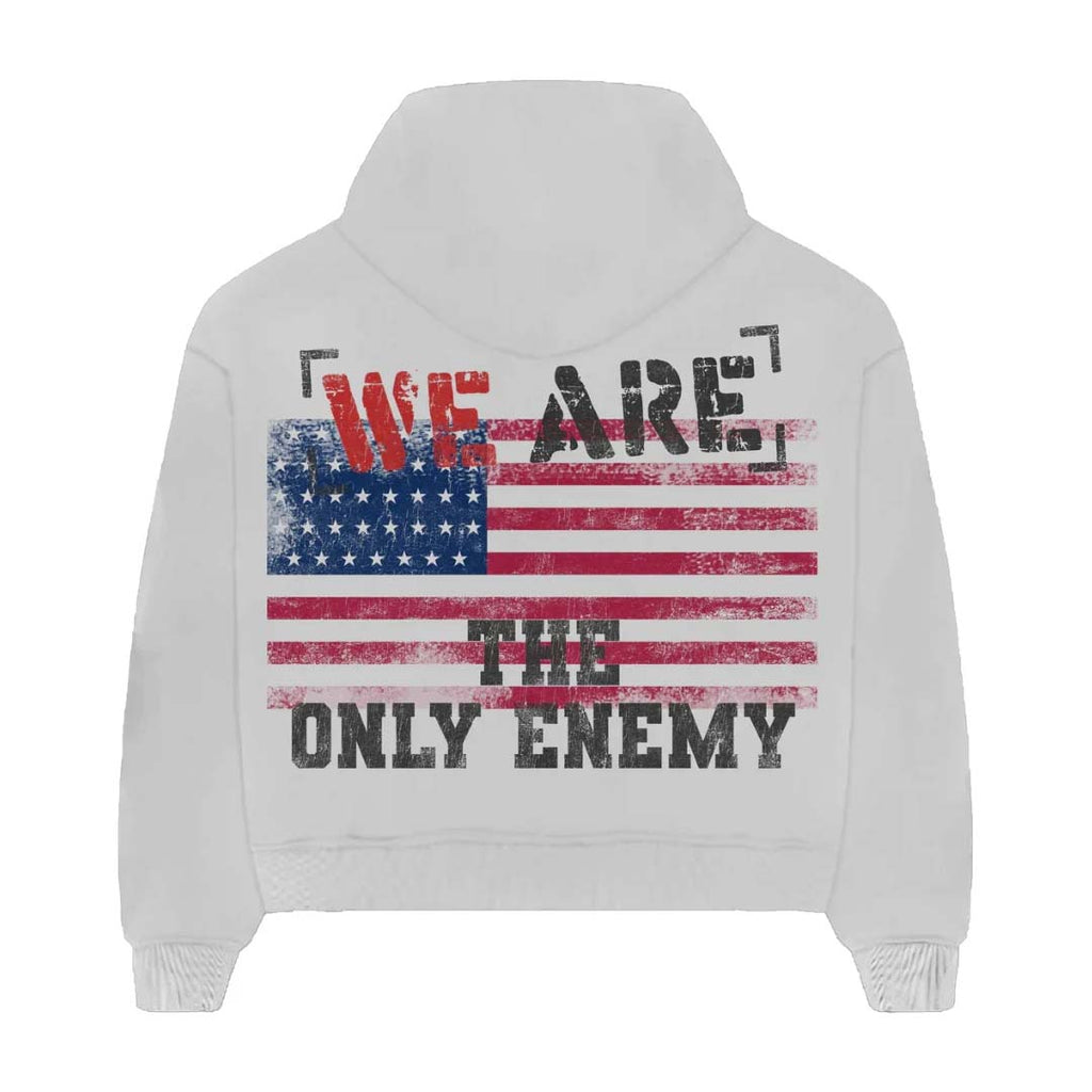 Prestige War Has Ended Zip Up Hoodie White Multi Color