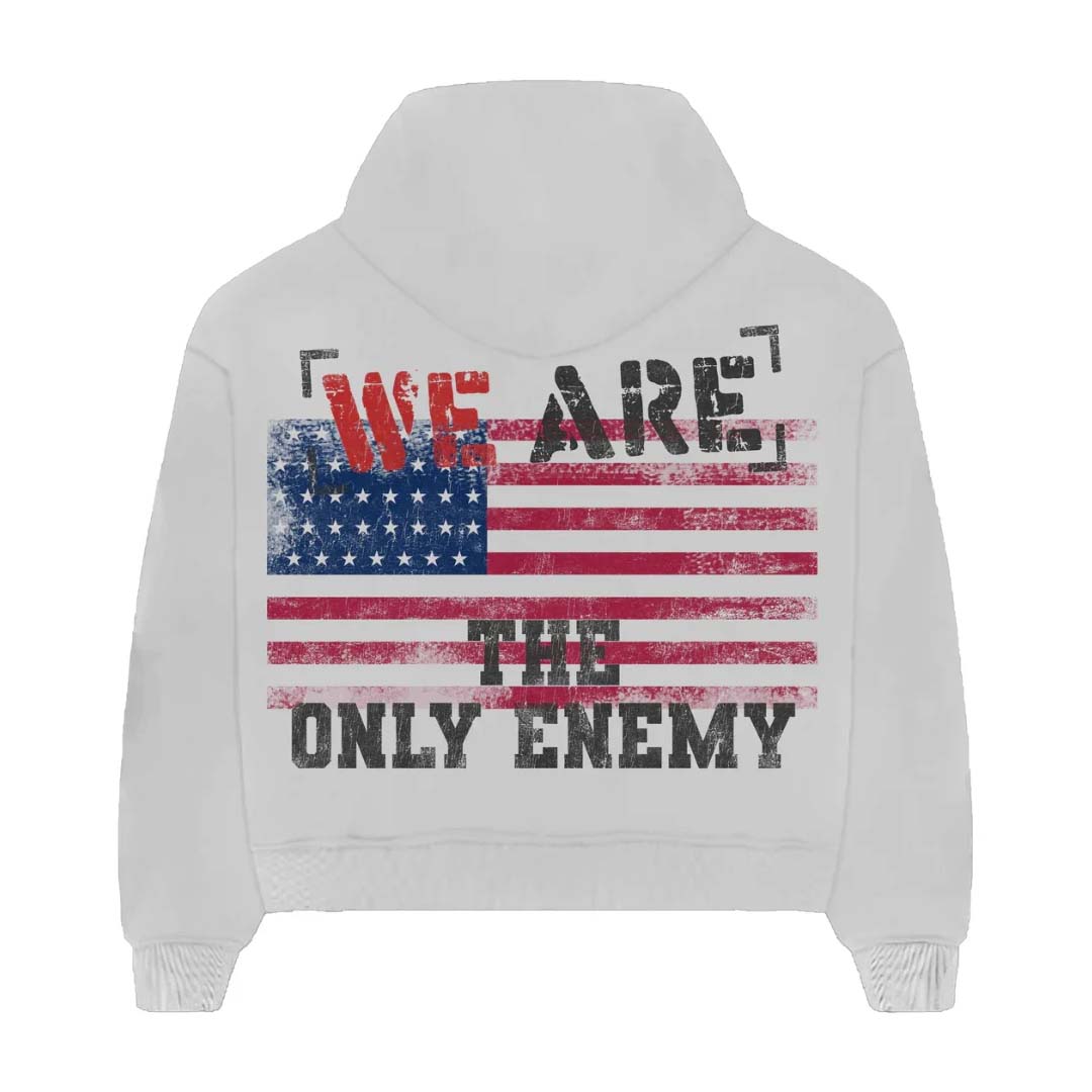 Prestige War Has Ended Zip Up Hoodie White Multi Color