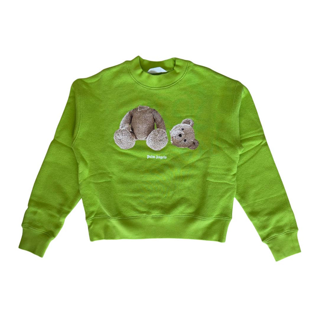 Palm Angels KIDS Bear Crewneck Lime Green Brown