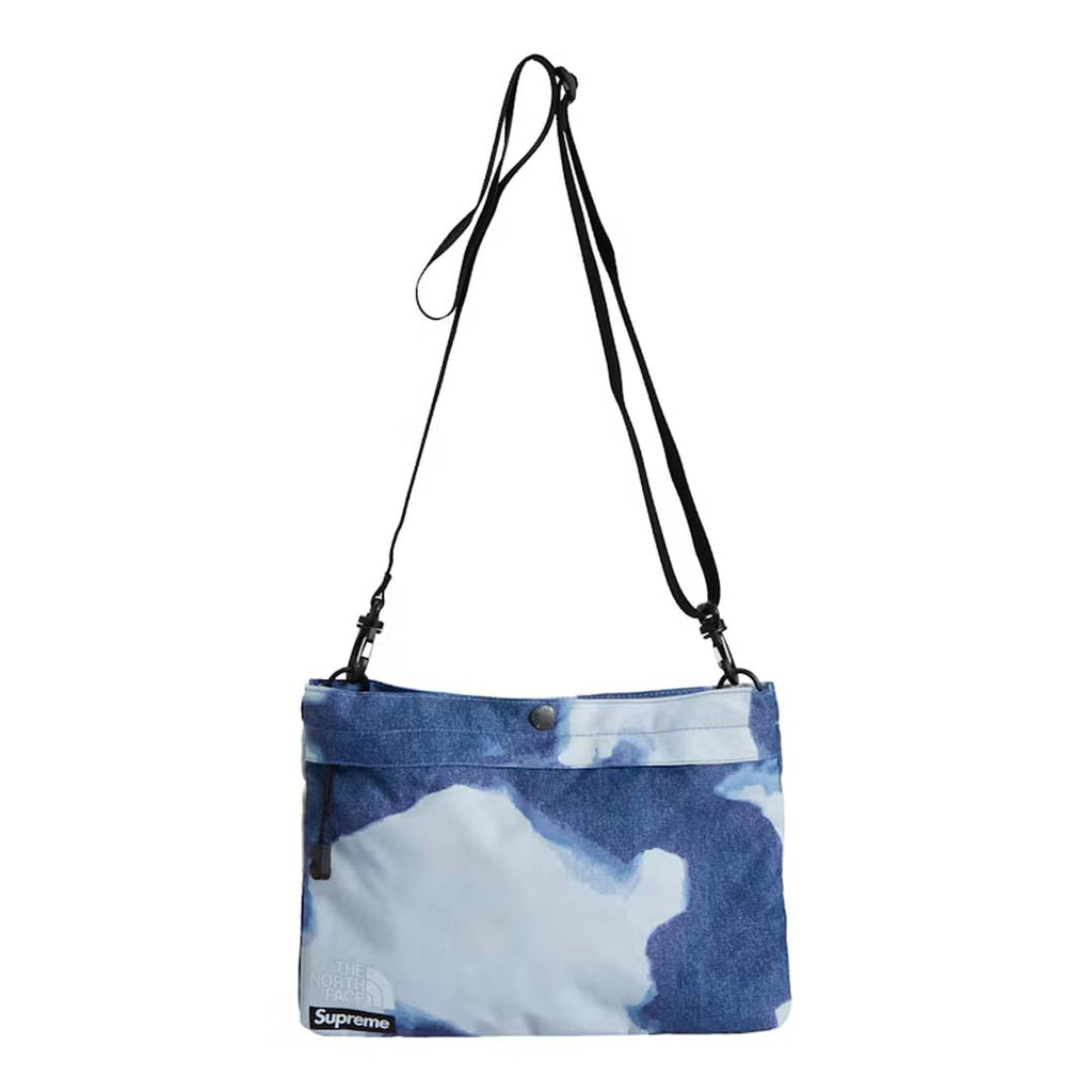Supreme The North Face Bleached Denim Print Shoulder Bag Indigo Blue