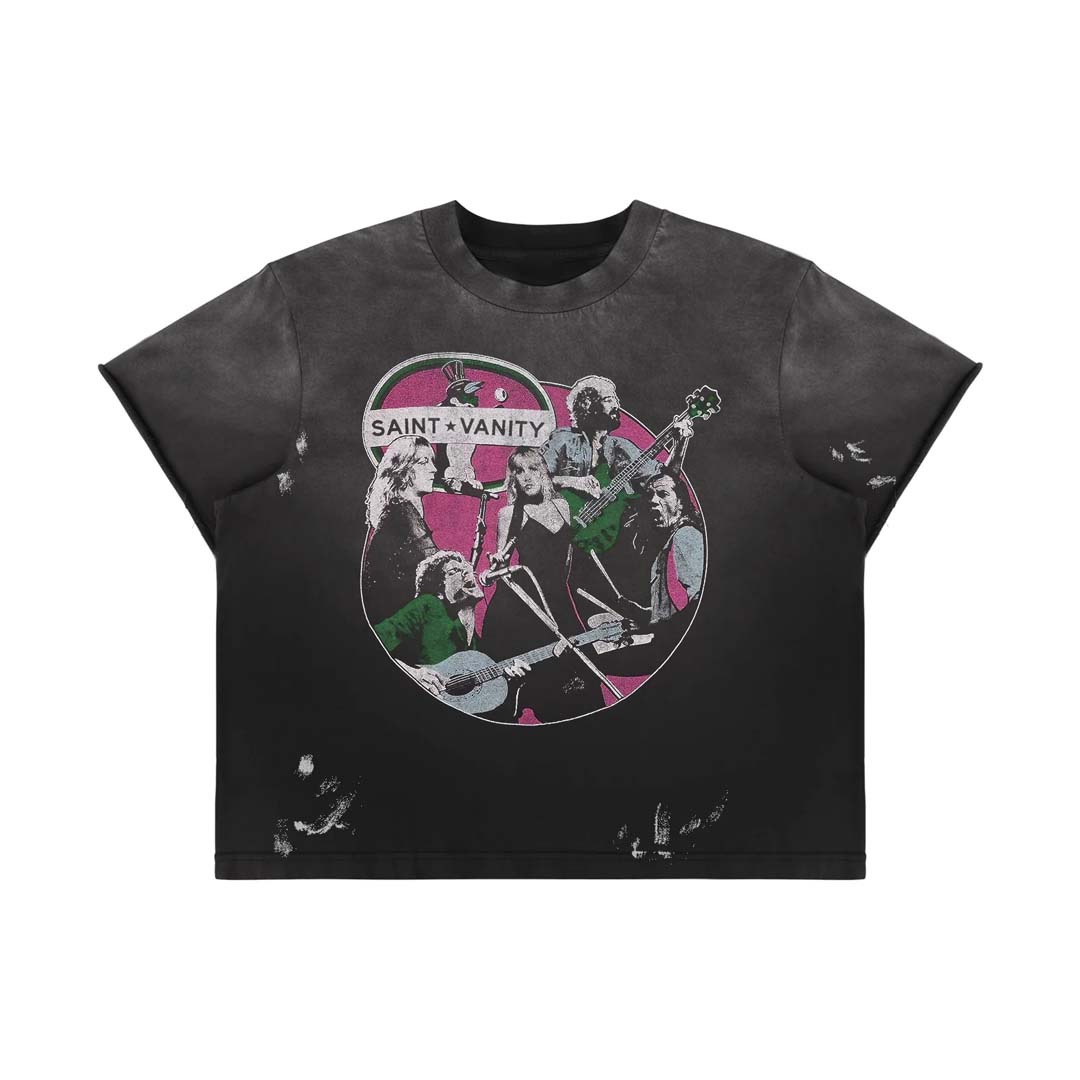 Saint Vanity U-N-I Sex Band Tee Faded Black Pink