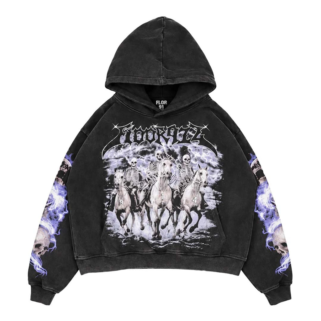 Floor 914 Horseman Zip Up Hoodie Faded Black