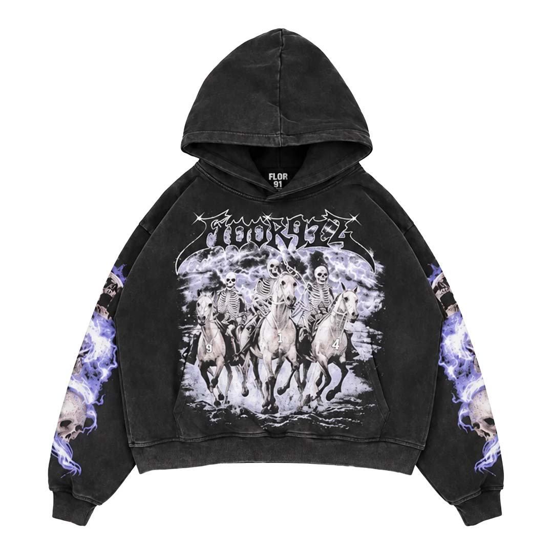 Floor 914 Horseman Zip Up Hoodie Faded Black