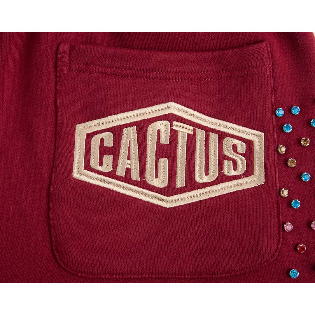 Cactus Valley Crystal Cactus Sweat Shorts Maroon