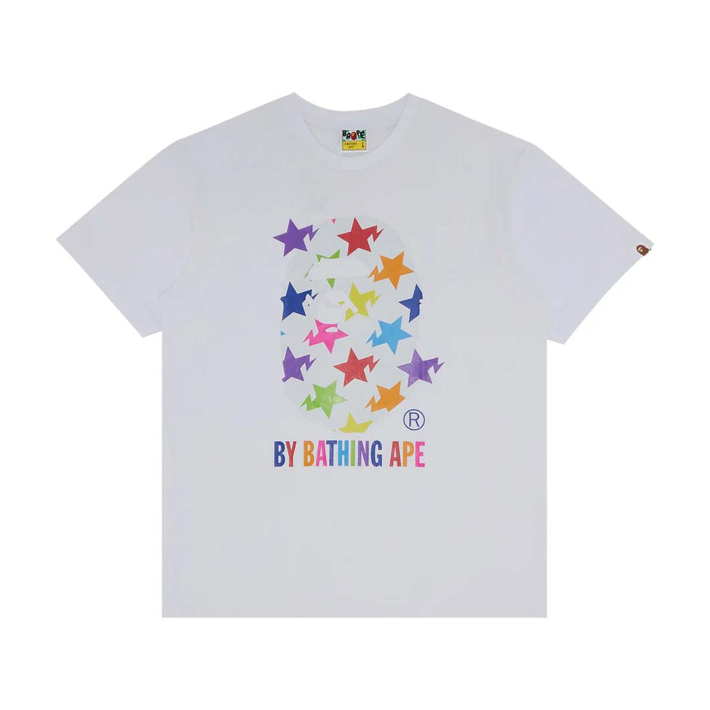 Bape Big Head Ape Star Festival Tee Multi Color White