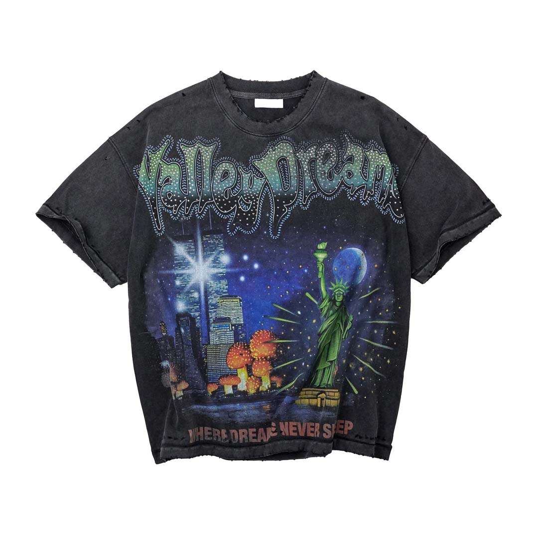 Vale Forever Skyline Bling Tee Faded Black