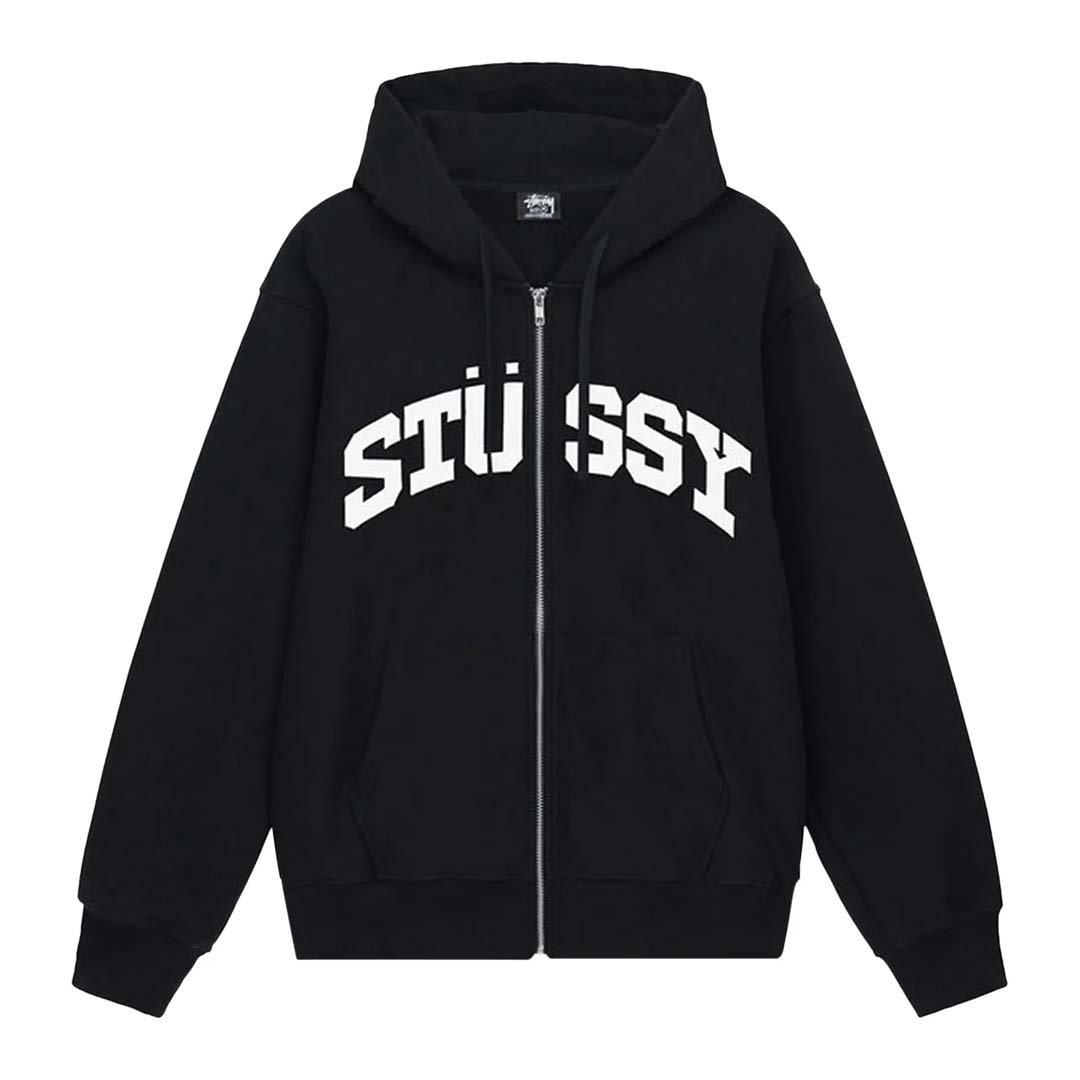 Stussy University Logo Black Zip Up Hoodie