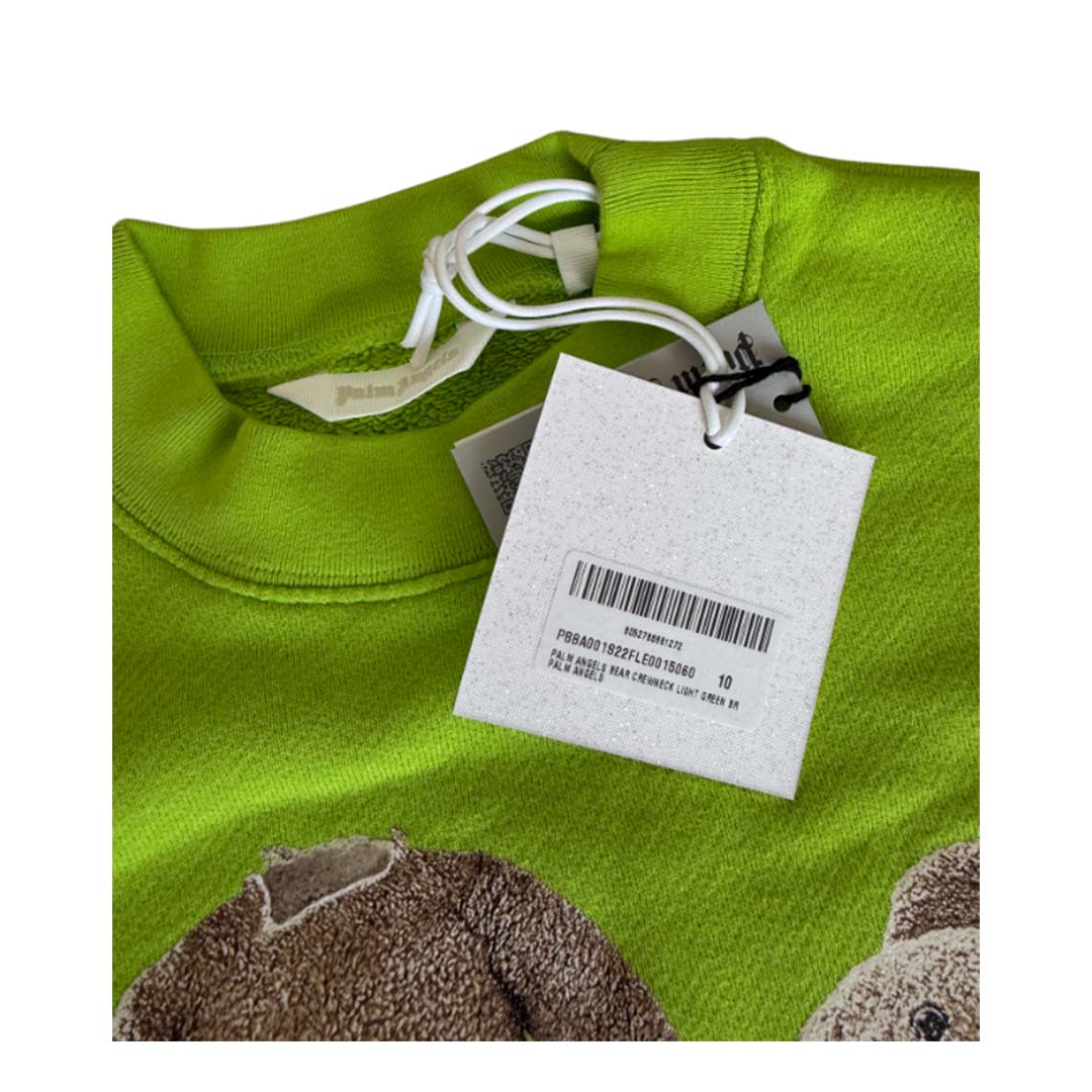 Palm Angels KIDS Bear Crewneck Lime Green Brown