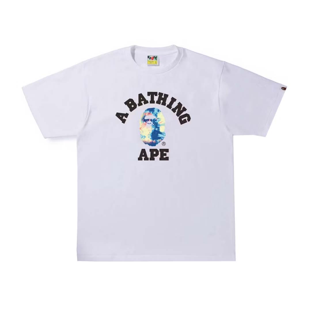 Bape College Tie Dye Tee White Multi