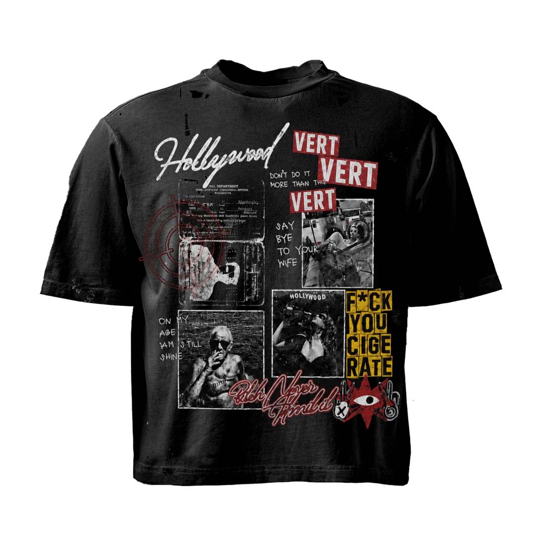 Retrovert Hollywood Vert Tee Black