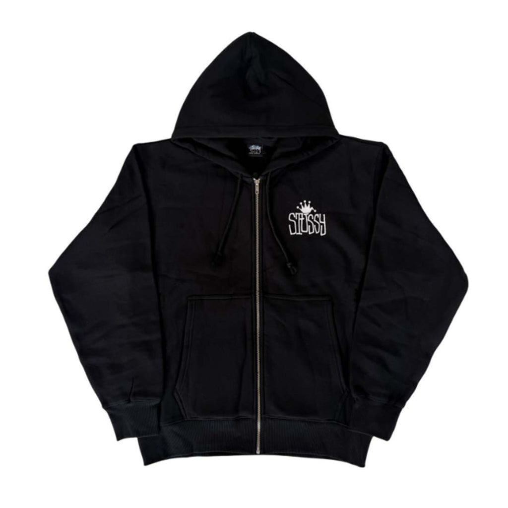 Stussy Black Crown International Zip Up Hoodie
