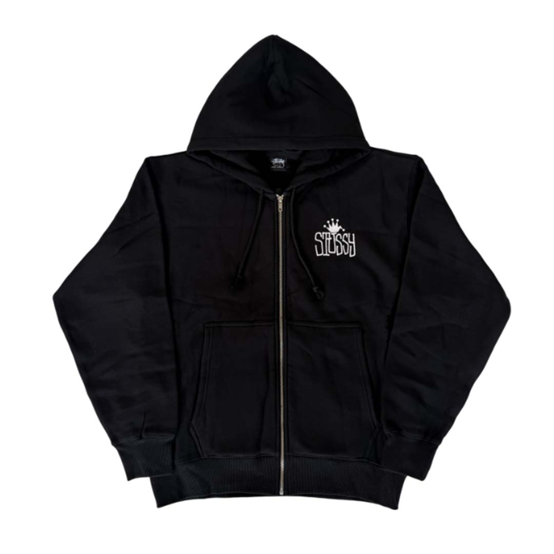 Stussy Black Crown International Zip Up Hoodie