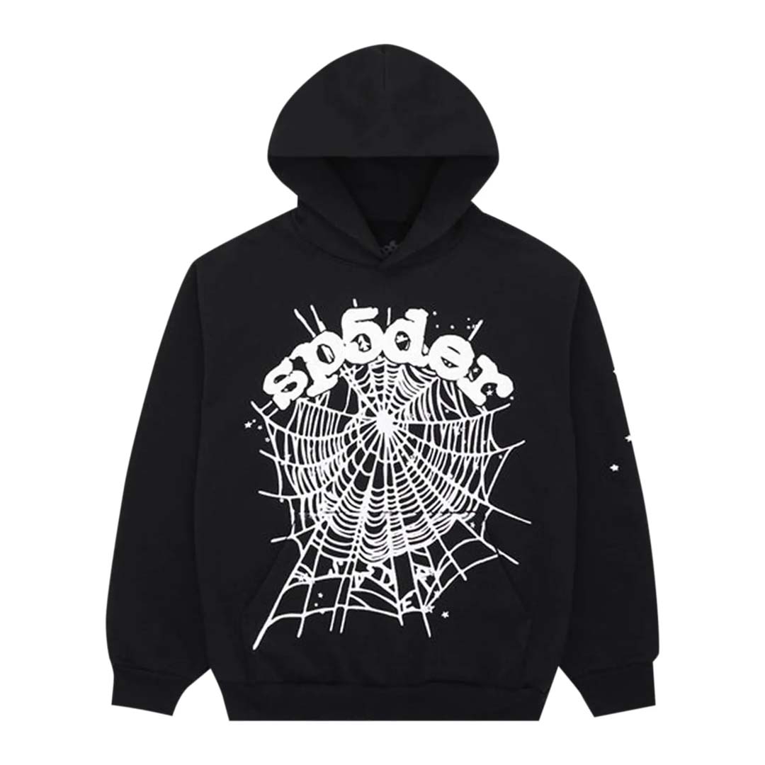 Sp5der Black OG Web Hoodie