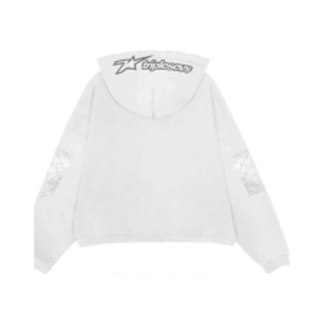Triple Sevens Moto White Zip Up Hoodie