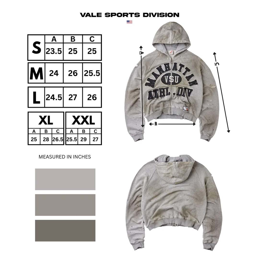 Vale Forever Manhattan Zip Up Hoodie Grey Black