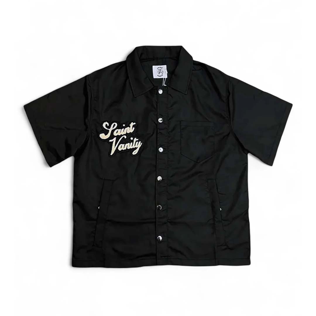 Saint Vanity Nylon Button Up Shirt Black