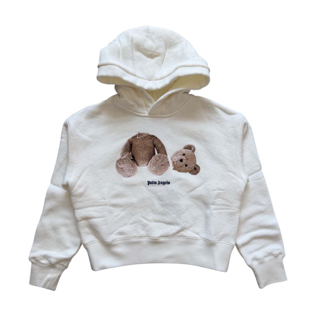Palm Angels KIDS Bear Hoodie Off White Brown