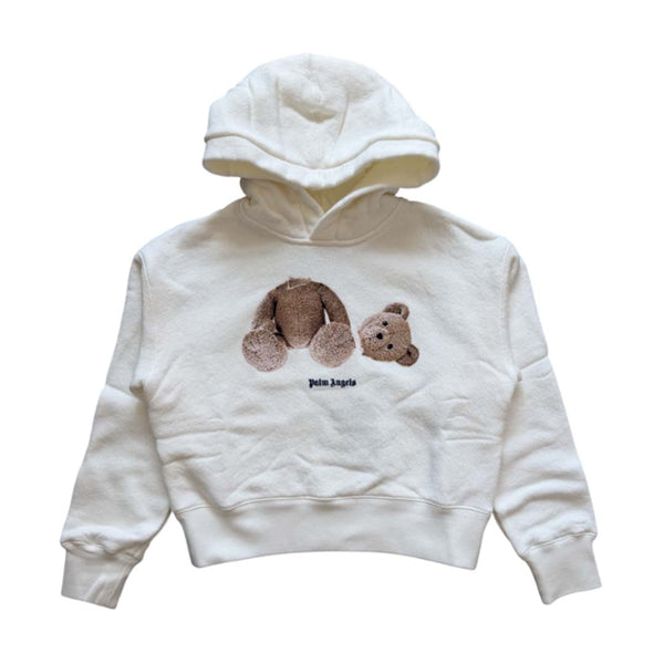 Palm Angels KIDS Bear Hoodie Off White Brown