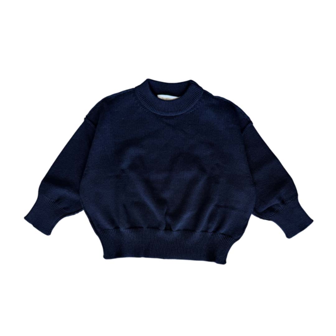 Palm Angels KIDS Logo Knit Sweater Navy Blue White