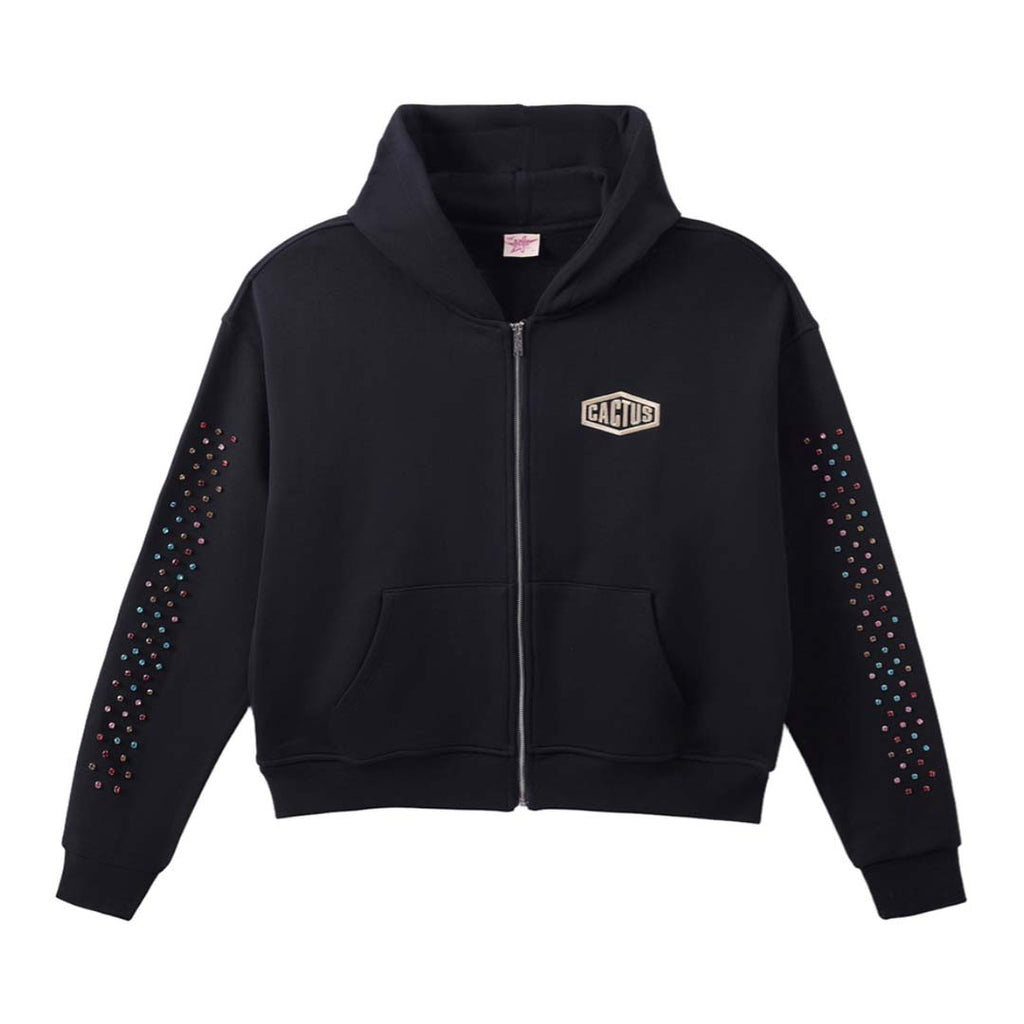 Cactus Valley Crystal Cactus Zip Hoodie Black