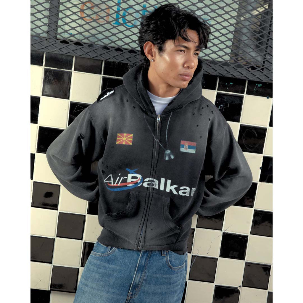 Bravest Studios Balkan Zip Up Hoodie Vintage Black