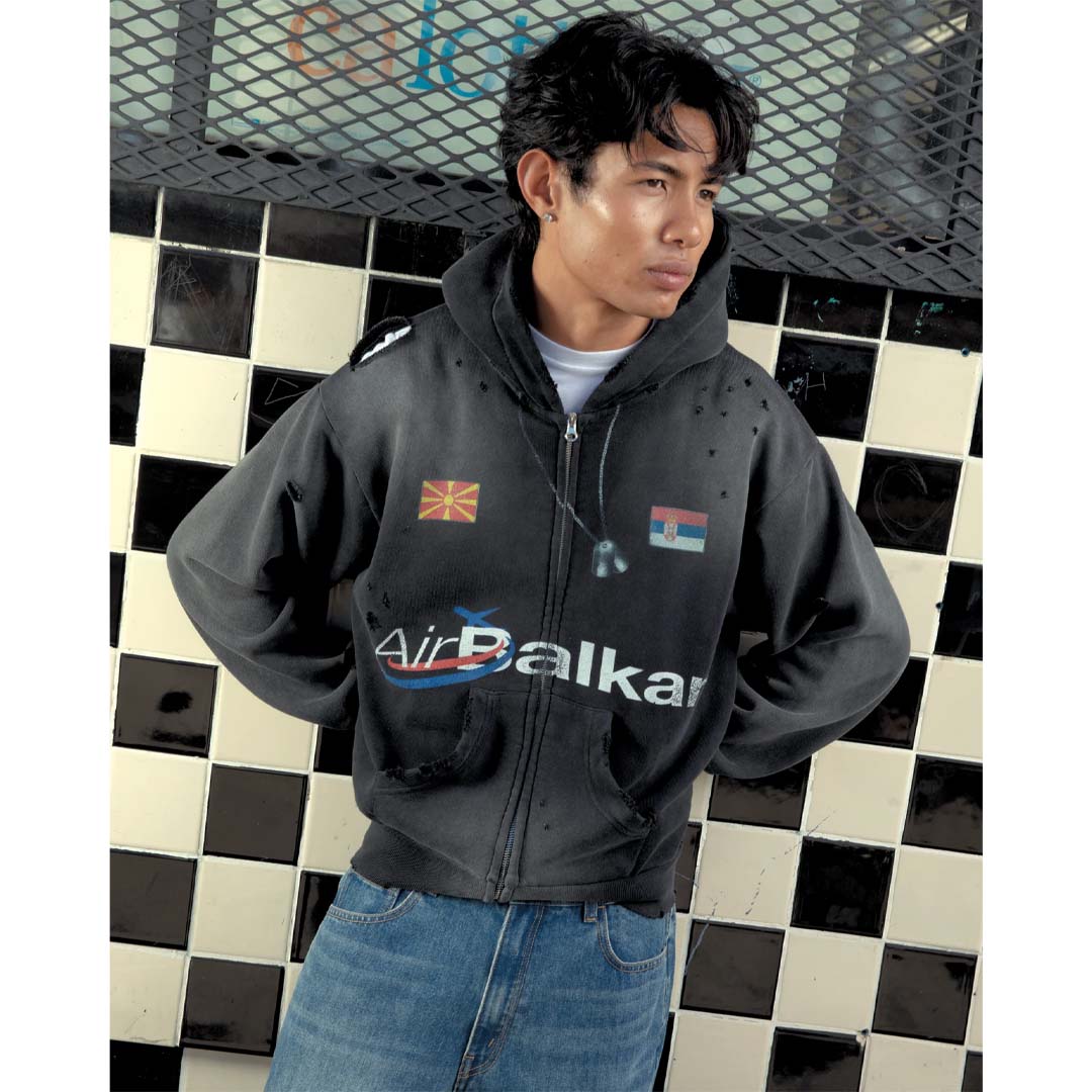 Bravest Studios Balkan Zip Up Hoodie Vintage Black