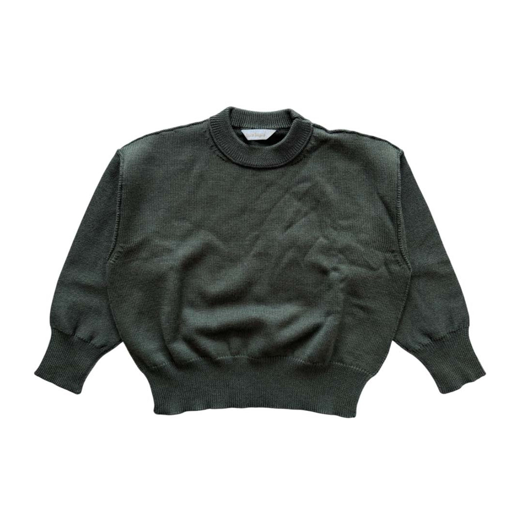 Palm Angels KIDS Logo Knit Sweater Military Green White