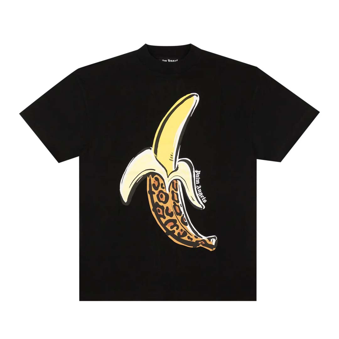 Palm Angels Leopard Banana Tee Black Yellow