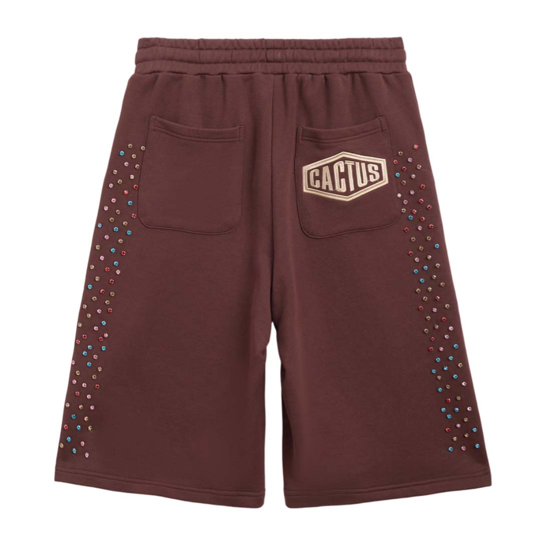 Cactus Valley Crystal Cactus Sweat Shorts Brown