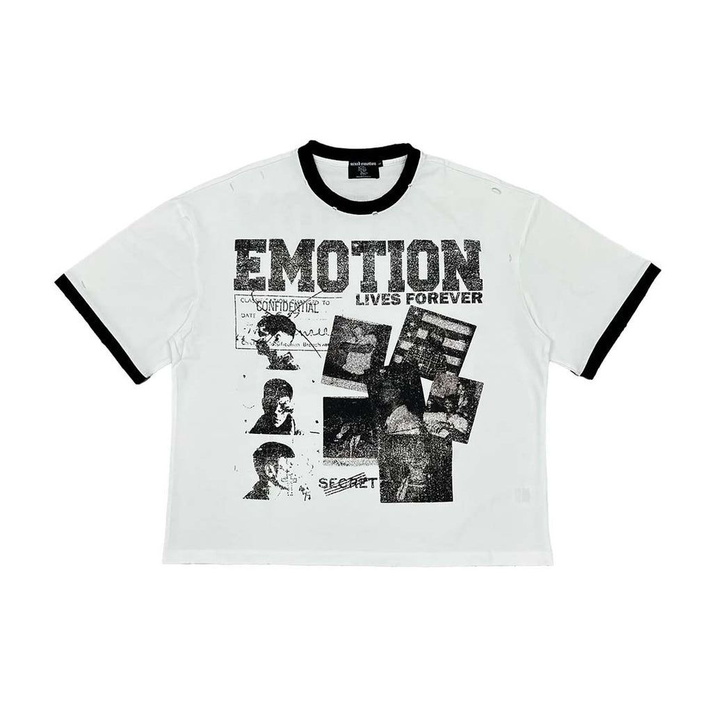 Mixed Emotions Secret Ringer Tee White Black