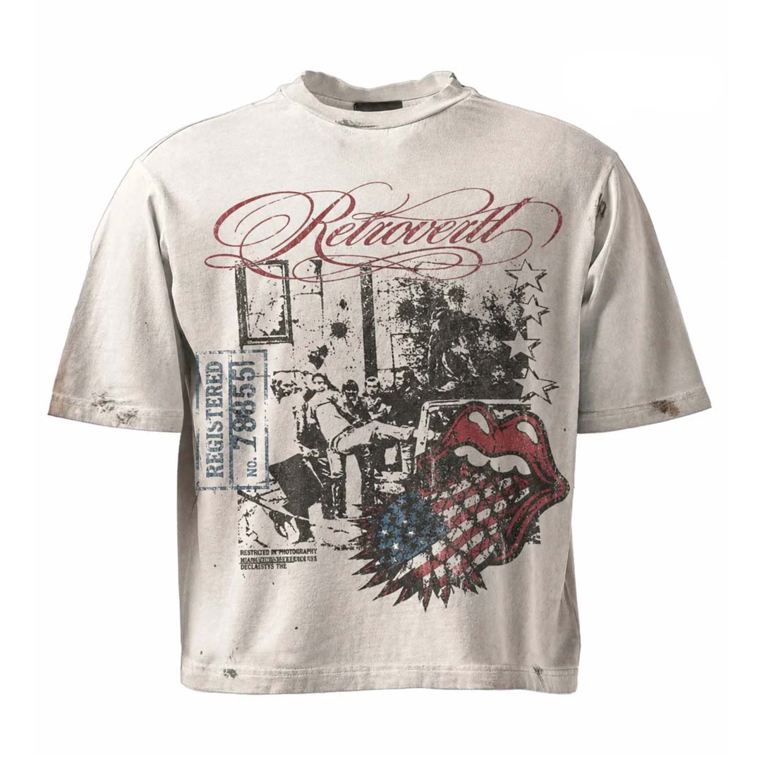 Retrovert Rolling Stone Script Tee White