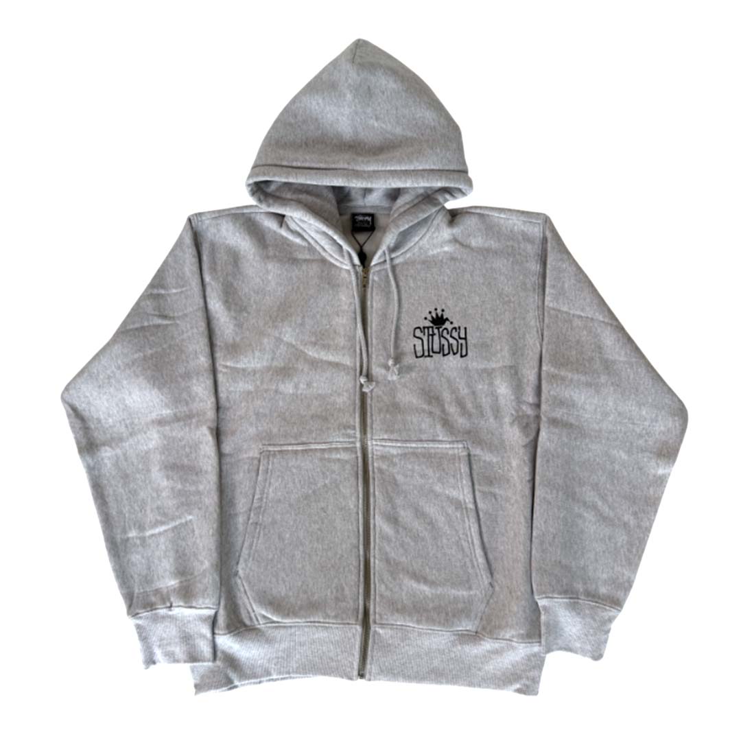 Stussy Ash Heather Grey Crown International Zip Up Hoodie