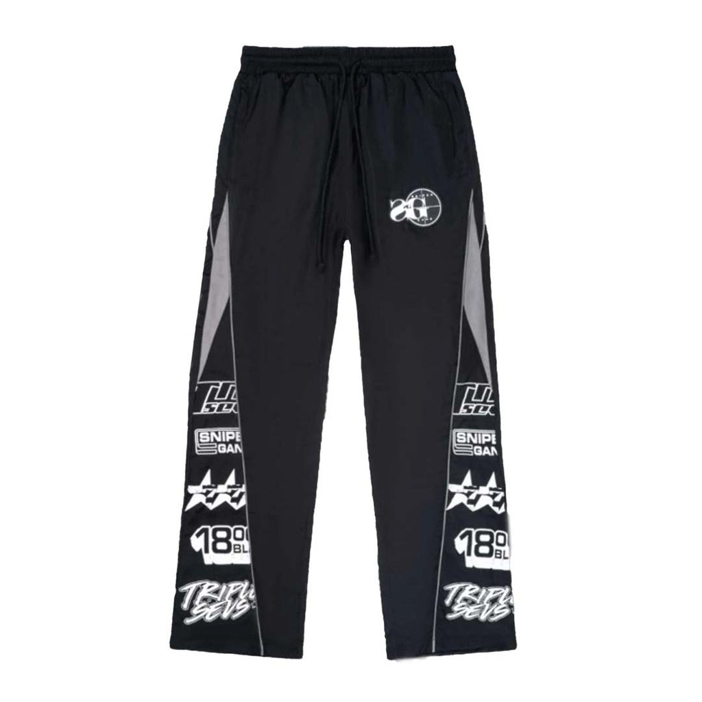 Triple Sevens Sniper Gang Track Pants Baggy Black White