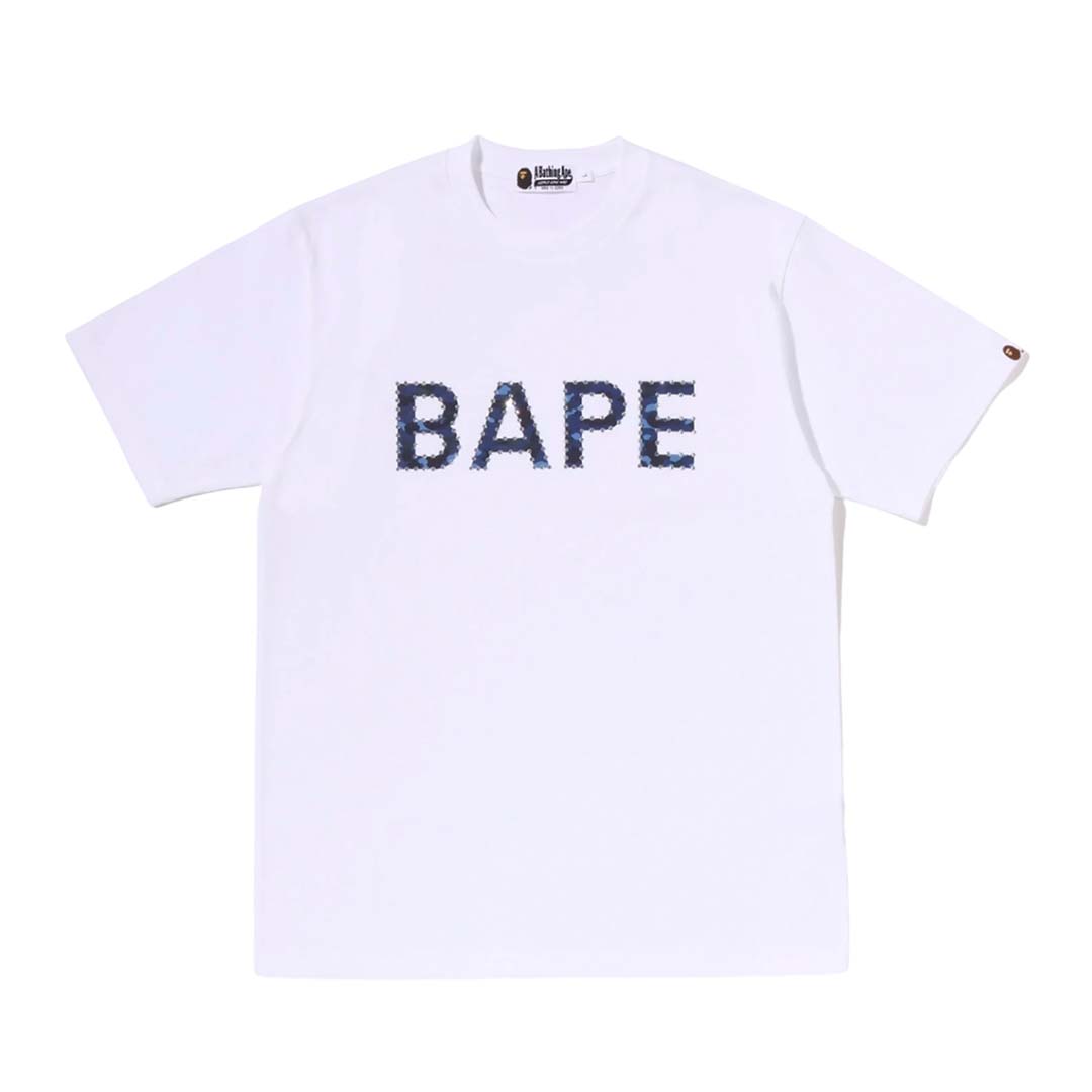 Bape Rhinestone Logo Tee White Navy