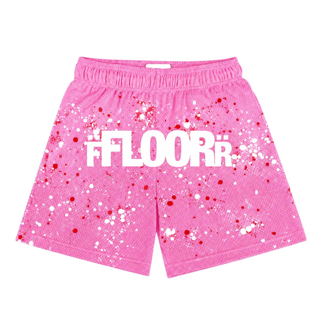 Floor 914 Valentines Day V2 Splatter Pink Mesh Shorts