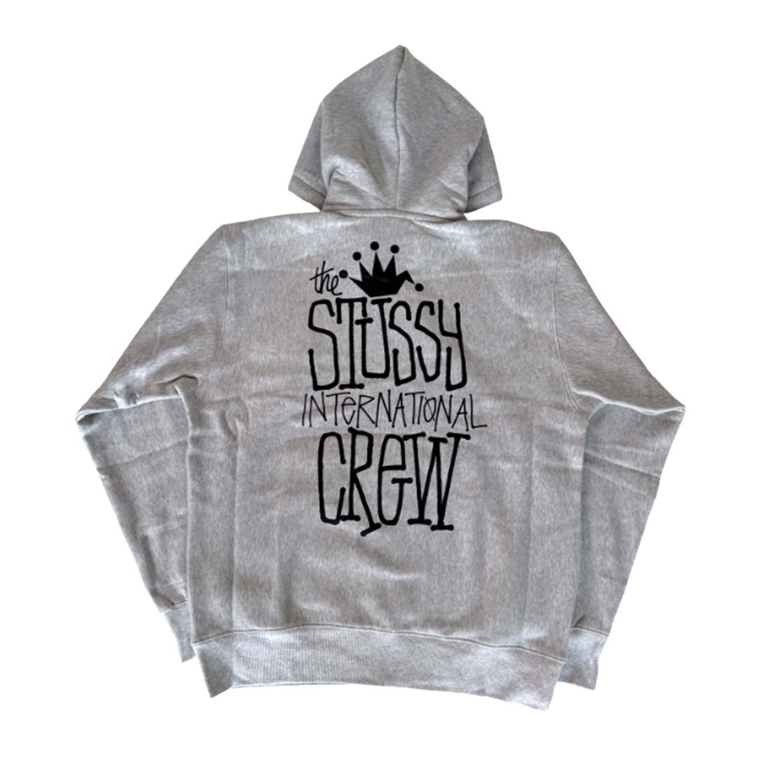 Stussy Ash Heather Grey Crown International Zip Up Hoodie