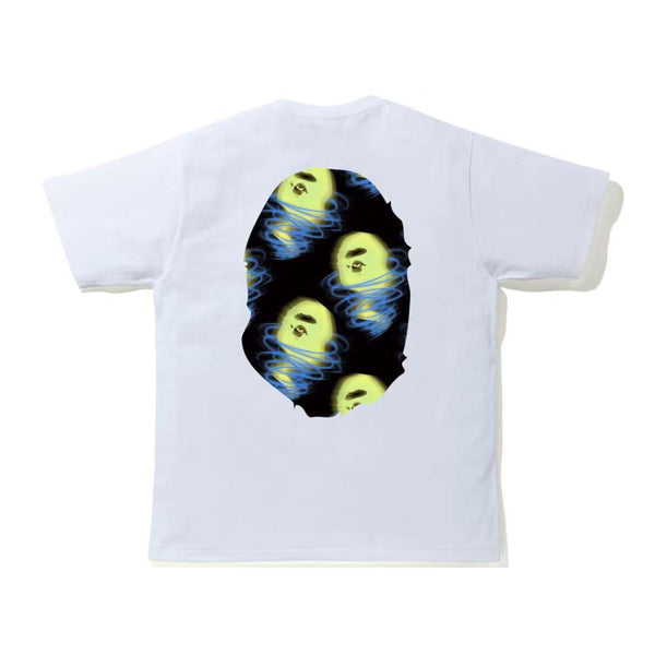 Bape Glow Storm Big Ape Head Tee White Yellow Blue