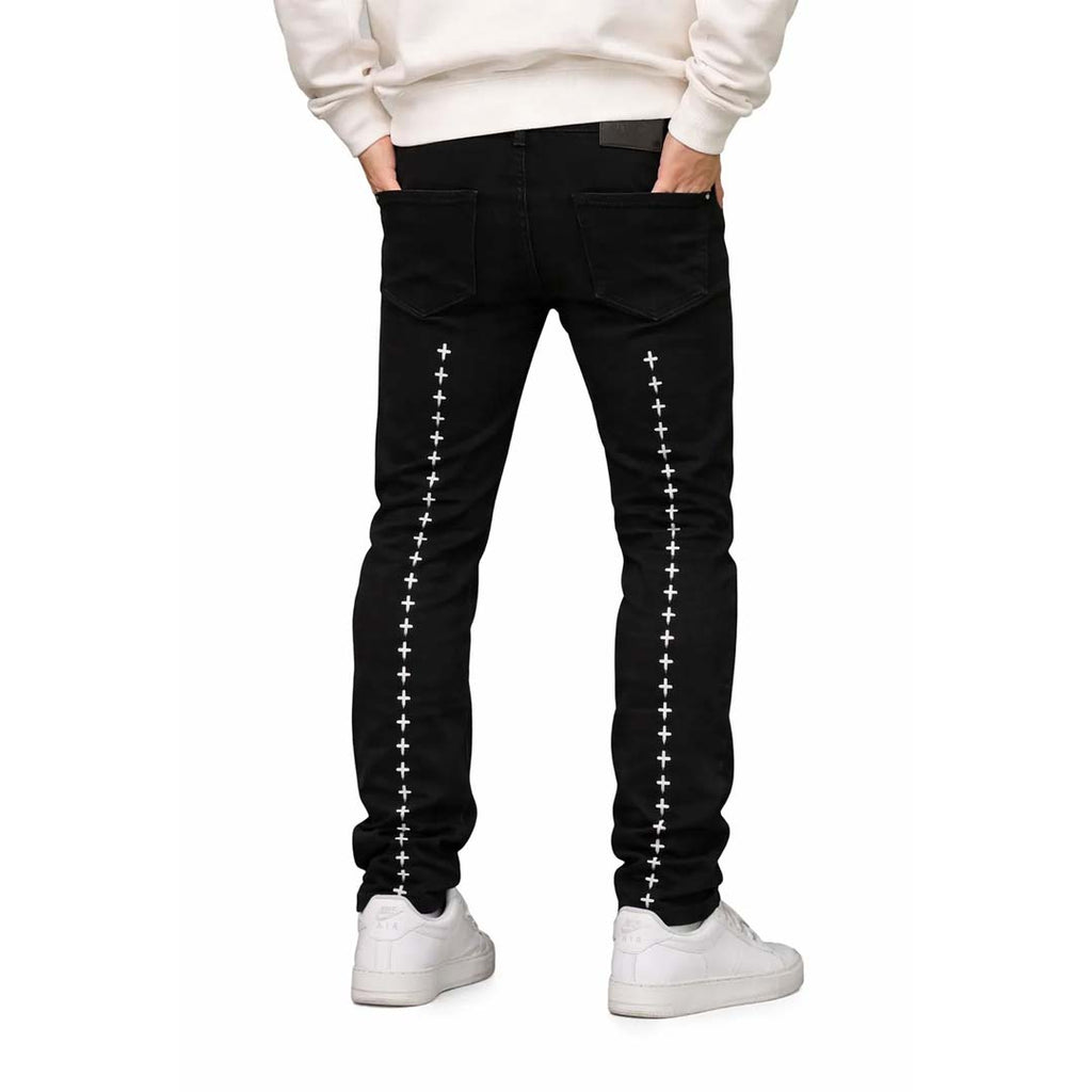 RTA Bryant Jeans Black White Cross